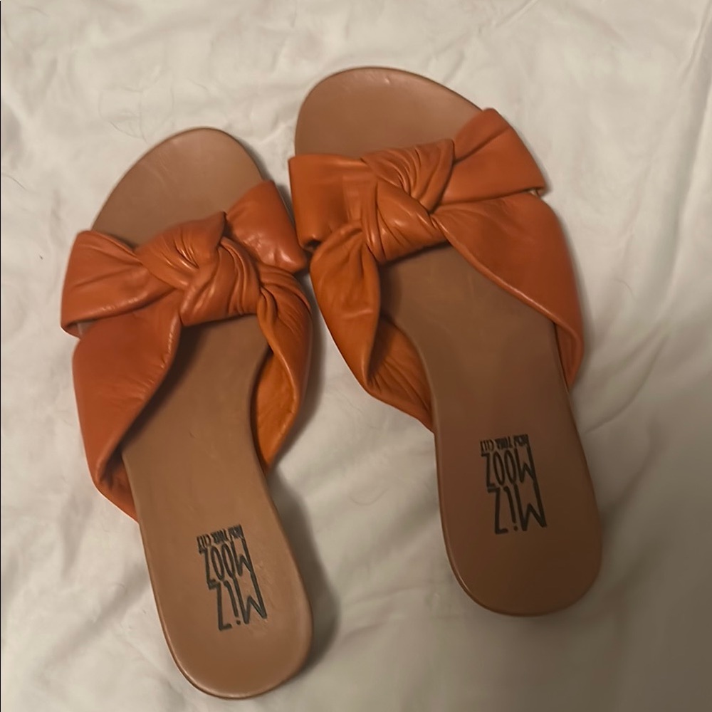 Miz Mooz Orange Leather Slide Sandals